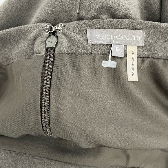 Vince Camuto Fully Lined Flowy Modest A-Line Midi Skirt Pockets Sage Green 12 - Picture 3 of 10